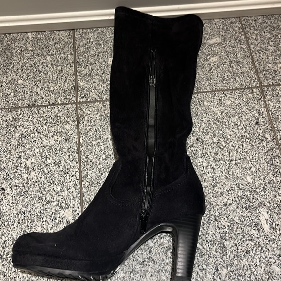 Browns Faux Suede Platform Knee High Solid Black Boots Size8 - Picture 5 of 11